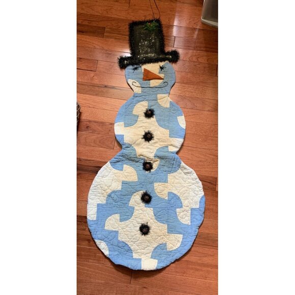 Vintage Quilted Snowman Wall Hanging with Top Hat & Buttons 45" tall - Picture 16 of 16